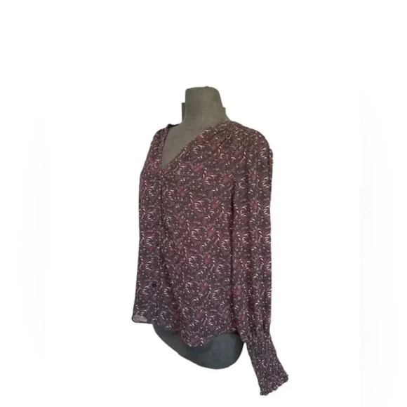 1. State Button Down Floral Blouse Bishop Sleeves - Picture 5 of 6